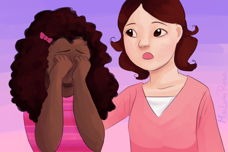Image intitulée Woman with Down Syndrome Consoles Crying Girl.png