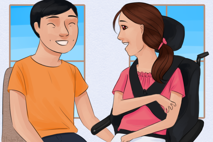Image intitulée Laughing Woman with Cerebral Palsy and Man.png
