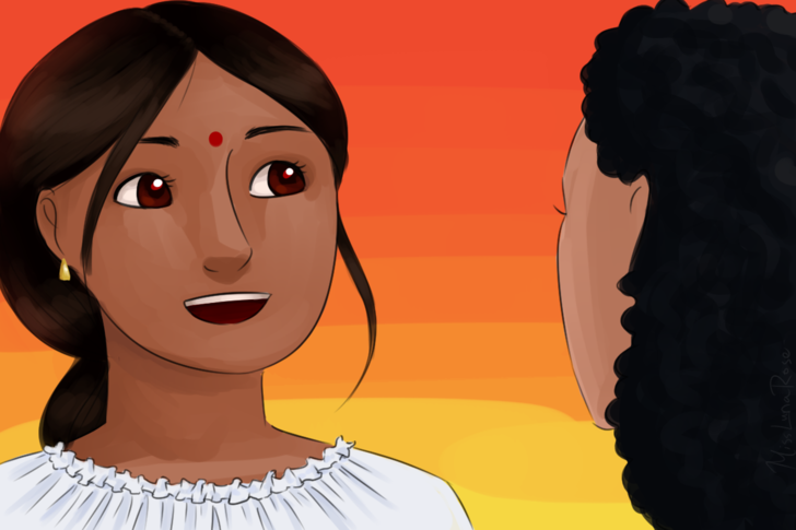 Image intitulée Woman with Bindi Talks to Friend.png